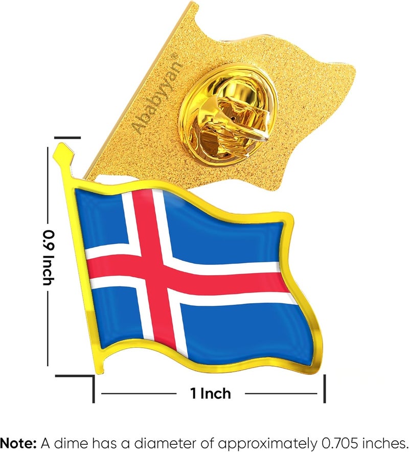 Ababyyan Iceland Flag Lapel Pin - Enamel Metal National Badge | World Travel Souvenir Gifts for Men & Women | Country Flag Patriotic Brooch Bulk Pack of Pins for Hat, Tie, Clothes, Backpack (1pc) - Image 2